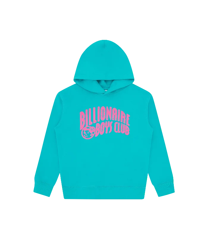 Thermal - insulated men hoodie for winter sports KIDS ARCH LOGO POPOVER HOOD - TEAL