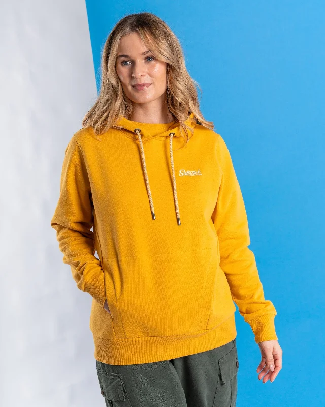 Retro - inspired men hoodie with a varsity logo Petra - Womens Pop Hoodie - Yellow