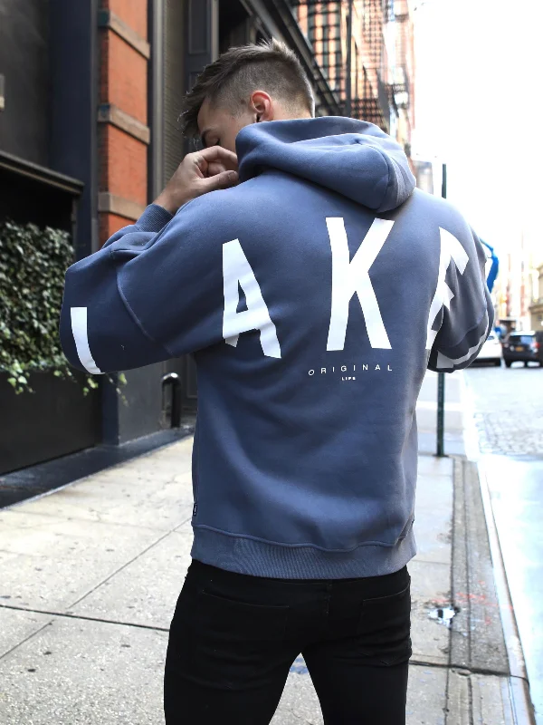 Zip - up men hoodie with multiple pockets for storage Idris Oversized Hoodie - Blue