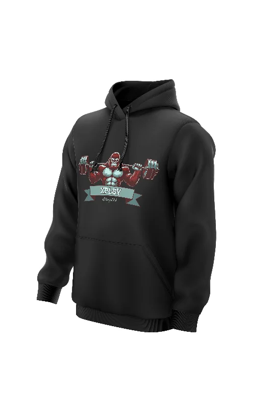 Plus - size men hoodie with a roomy fit for comfort XAPE Lifting Club V1 Hoodie - Black