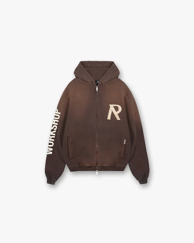 Men hoodie with a drawstring hood and adjustable hem Masking Tape Initial Zip Hoodie - Cedar