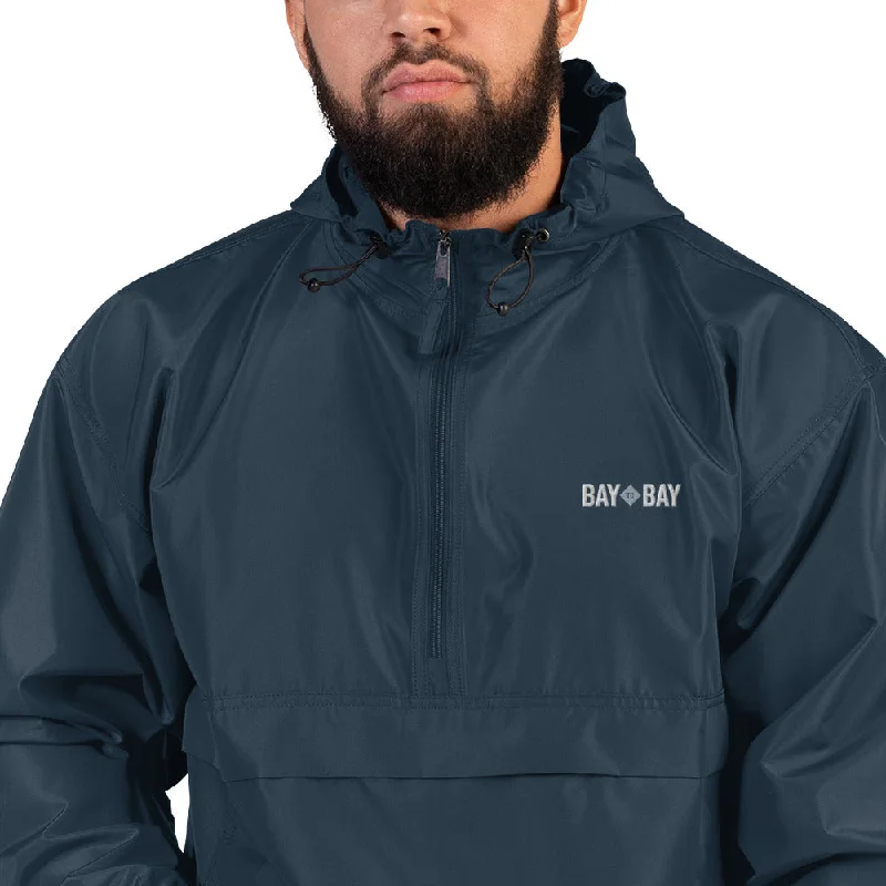 Water - resistant men hoodie for rainy days Bay to Bay Navy Winbreaker