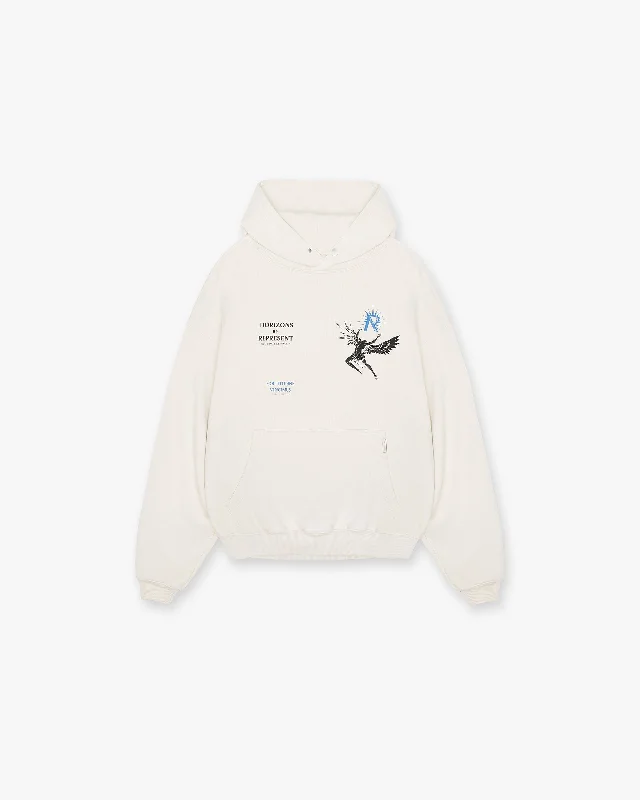 Retro - inspired men hoodie with a varsity logo Icarus Hoodie - Flat White