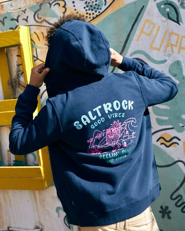 Graphic - printed men hoodie with anime motifs for otaku fans Pine And Sandy - Mens Recycled Zip Hoodie - Blue