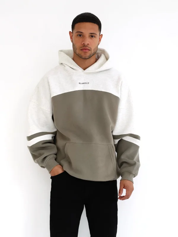 Plus - size men hoodie with a roomy fit for comfort Curved Panel Relaxed Hoodie - Safari Green Plus - size men hoodie with a roomy fit for comfort Curved Panel Relaxed Hoodie - Safari Green