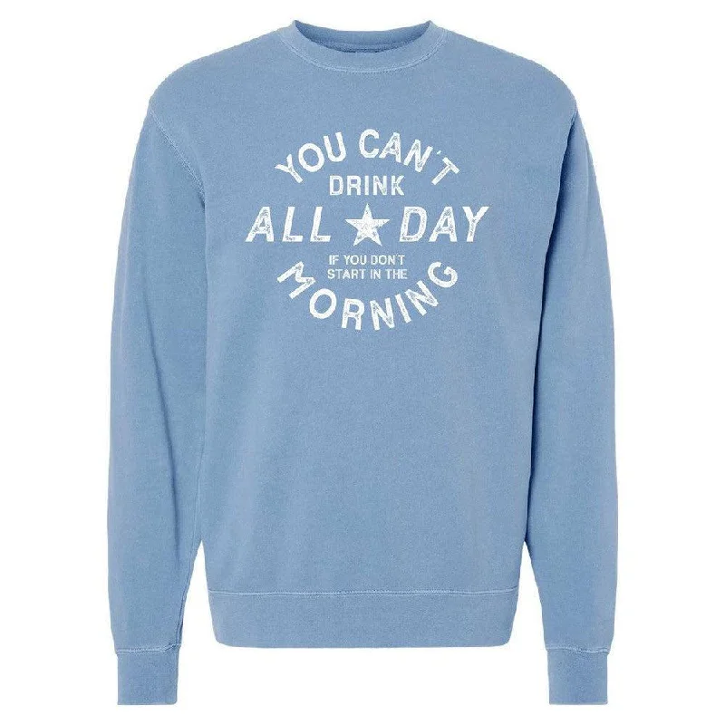Lightweight men hoodie with mesh panels for breathability Can't Drink All Day Pigment Dyed Crewneck