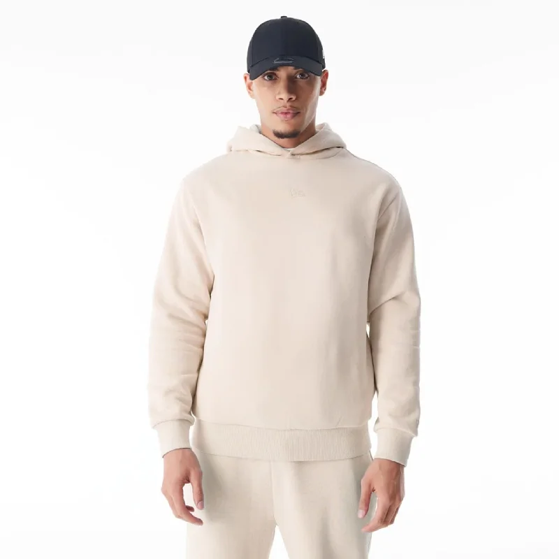 Men hoodie with a kangaroo pocket and ribbed cuffs New Era Flag Cream Oversized Pullover Hoodie