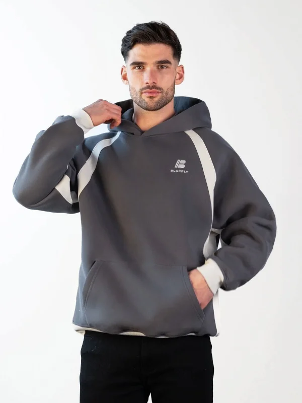 Men hoodie with a detachable hood for versatility Classic Panel Relaxed Hoodie - Charcoal