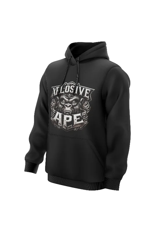 Plus - size men hoodie with a roomy fit for comfort XAPE Clockwork Hoodie - Black