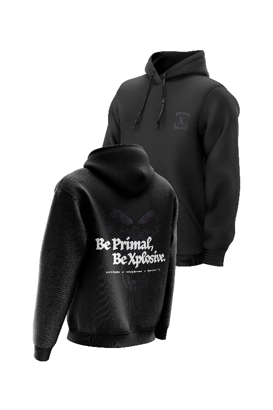 Plus - size men hoodie with a roomy fit for comfort XAPE Primal Power V5 Hoodie - Black
