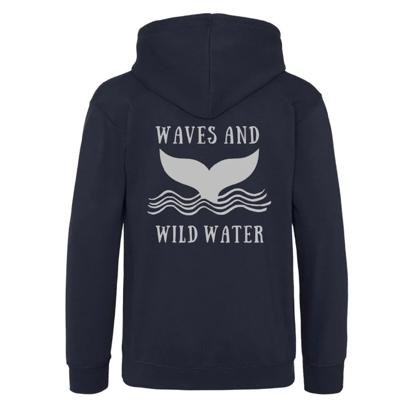 Men hoodie with a kangaroo pocket and ribbed cuffs 'WAVES' Midnight Waves Unisex Hoodie