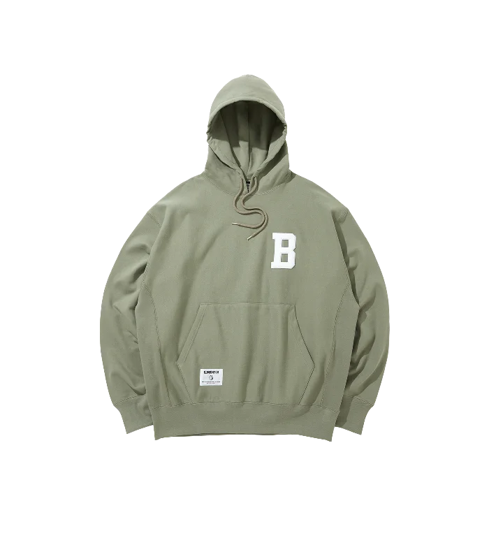 Men hoodie with a drawstring hood and adjustable hem CHENILLE LOGO 'B' HOOD - PISTACHIO