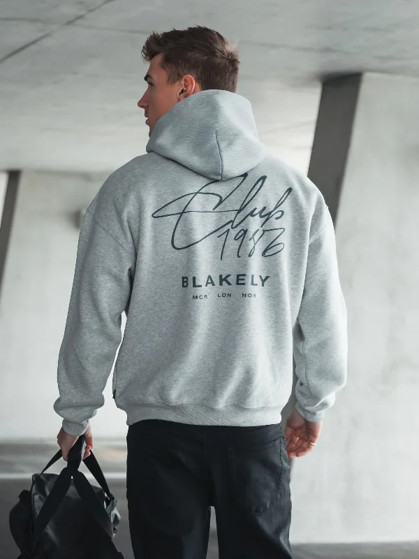 Organic cotton men hoodie for a sustainable and soft feel Club Relaxed Hoodie - Marl Grey & Teal Organic cotton men hoodie for a sustainable and soft feel Club Relaxed Hoodie - Marl Grey & Teal