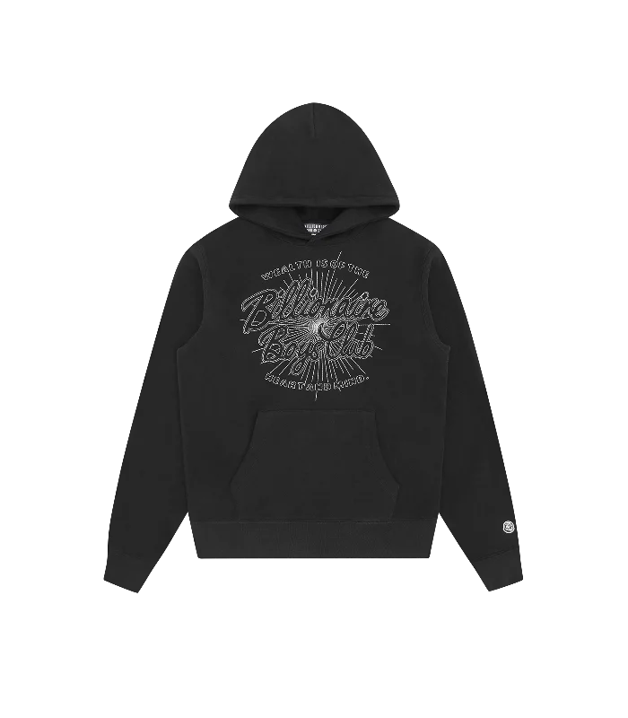 Water - resistant men hoodie for rainy days SCRIPT LOGO CHAINSTITCH POPOVER HOOD - BLACK