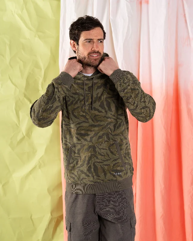 Slim - fit men hoodie to pair with skinny jeans Camo Leaf - Mens Pop Hoodie - Green