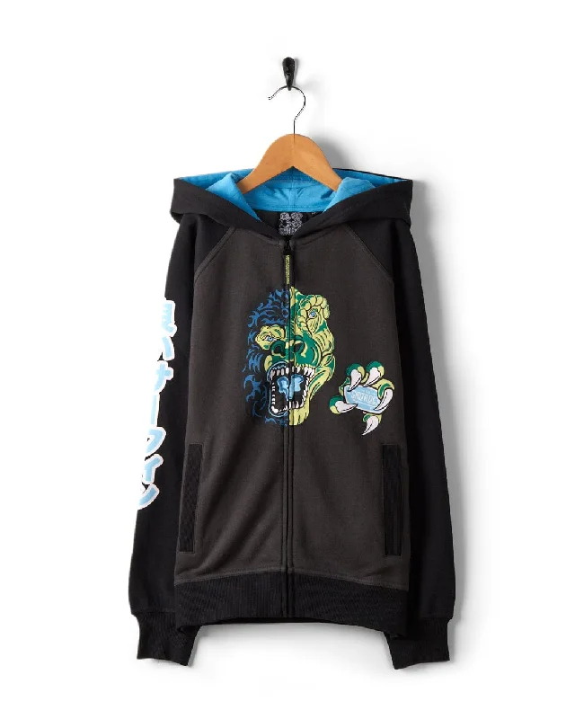 Retro - inspired men hoodie with a varsity logo Las Vegas Smackdown - Recycled Oversized Kids Zip Hoodie - Black