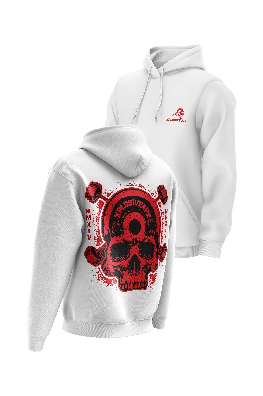 Men hoodie for gym workouts with moisture - wicking technology XAPE Metalhead Hoodie - White