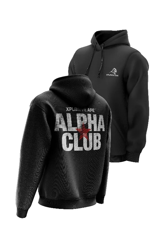 Plus - size men hoodie with a roomy fit for comfort XAPE Alpha Club Hoodie - Black