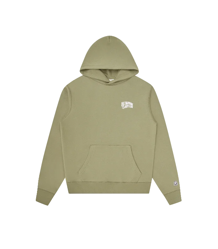 Men hoodie with a kangaroo pocket and ribbed cuffs SMALL ARCH LOGO POPOVER HOOD - OLIVE GREEN