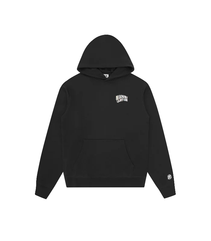 Plus - size men hoodie with a roomy fit for comfort HOLOGRAPHIC SMALL ARCH LOGO POPOVER HOOD - BLACK