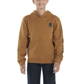 Thermal - insulated men hoodie for winter sports Youth Boys Long Sleeve Graphic Sweatshirt - Carhartt Brown