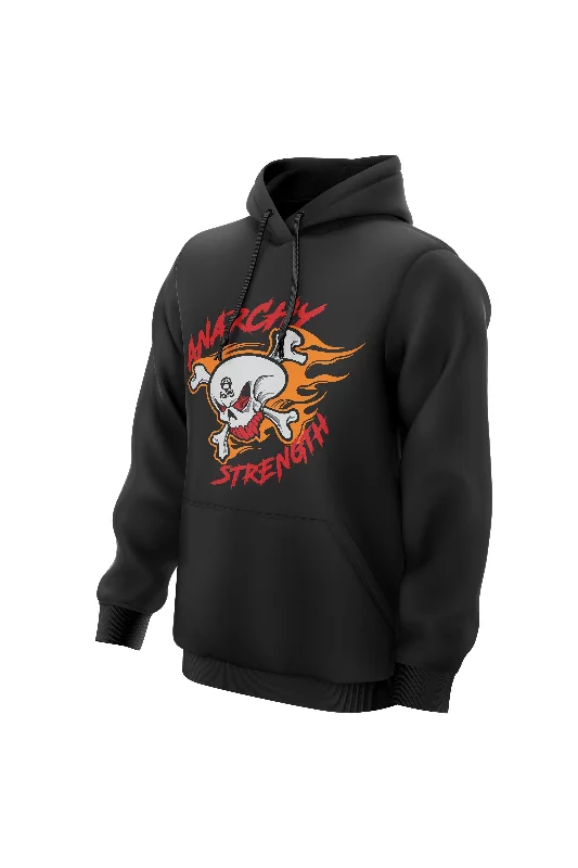 Plus - size men hoodie with a roomy fit for comfort AS 'SKULL ON FIRE' HOODIE - BLACK Plus - size men hoodie with a roomy fit for comfort AS 'SKULL ON FIRE' HOODIE - BLACK