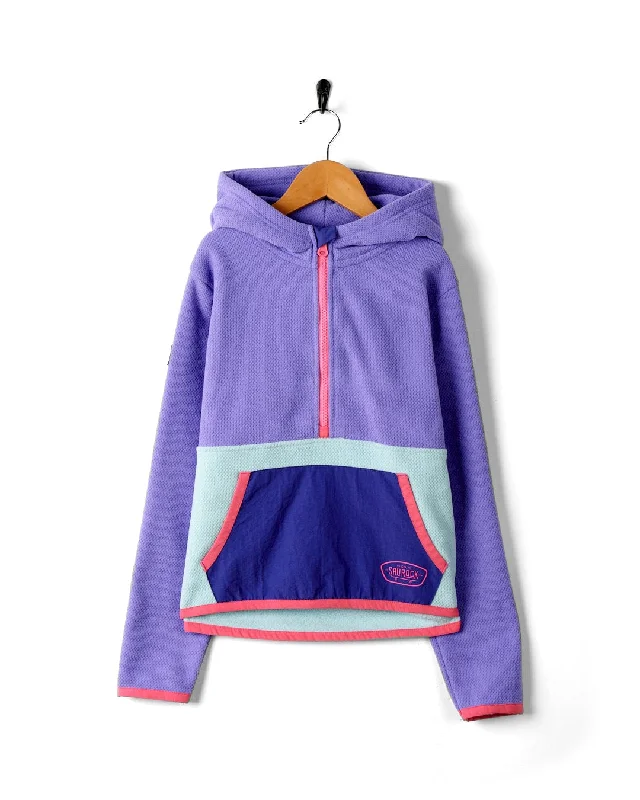 Retro - inspired men hoodie with a varsity logo Ella - Girls 1/4 Neck Fleece - Purple