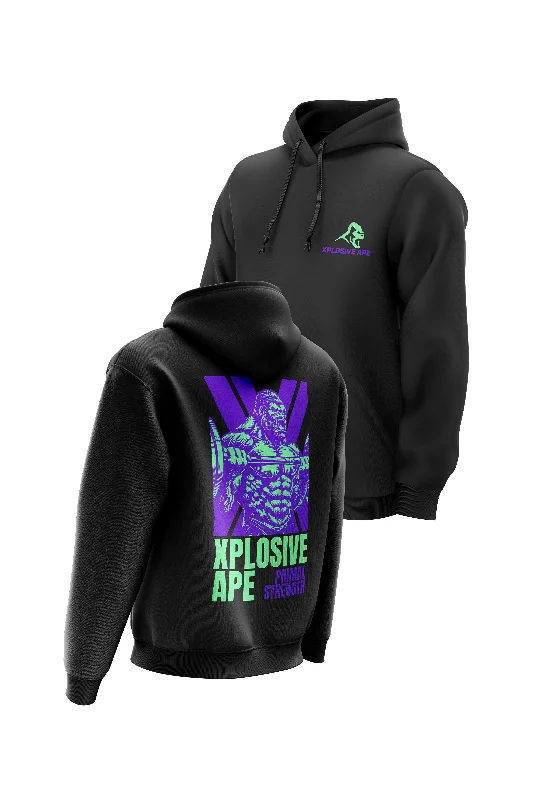 Retro - inspired men hoodie with a varsity logo XAPE Primal Strength V2 Hoodie - Black