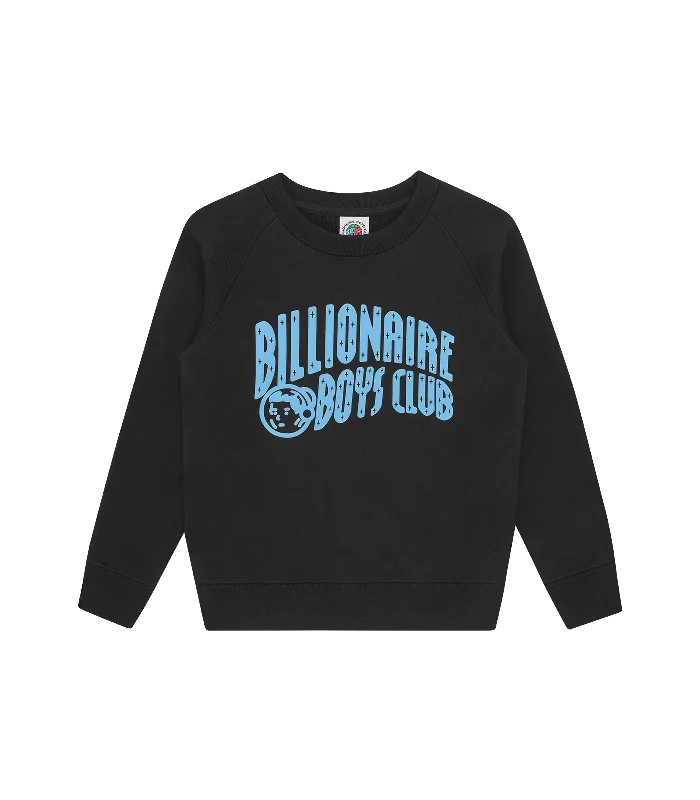Men hoodie with a kangaroo pocket and ribbed cuffs KIDS ARCH LOGO CREWNECK - BLACK