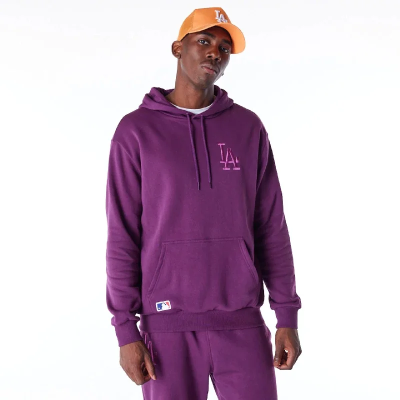 Zip - up men hoodie with multiple pockets for storage LA Dodgers League Essential Dark Purple Oversized Pullover Hoodie Zip - up men hoodie with multiple pockets for storage LA Dodgers League Essential Dark Purple Oversized Pullover Hoodie