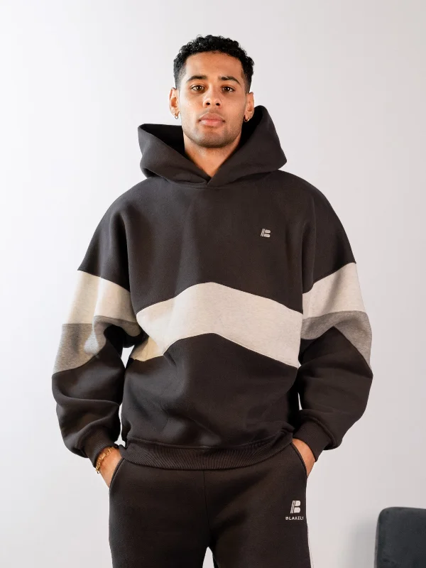 Zip - up men hoodie with multiple pockets for storage Panel Relaxed Hoodie - Graphite