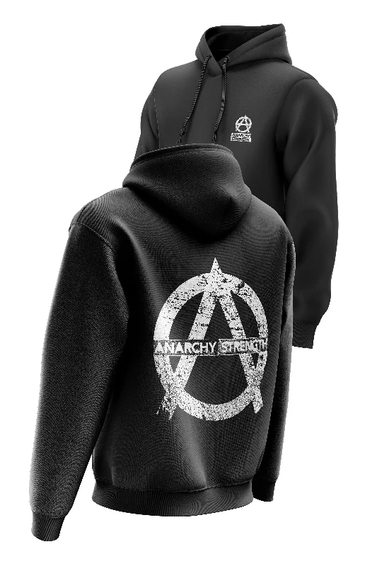 Zip - up men hoodie with multiple pockets for storage AS 'STRENGTH CENTRAL' HOODIE - BLACK