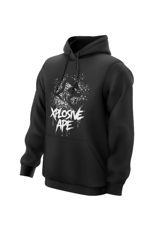 Graphic - printed men hoodie with anime motifs for otaku fans XAPE Primal Spray Hoodie - Black