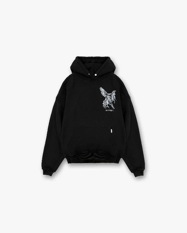 Halloween - themed men hoodie with spooky prints Elegance In Motion Hoodie - Jet Black