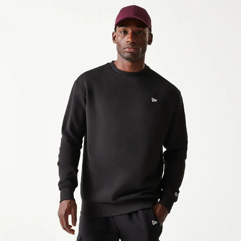 Men hoodie with a kangaroo pocket and ribbed cuffs New Era Essential Jet Black Oversized Crewneck Sweater