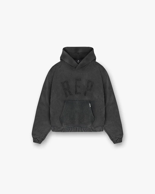 Luxury men hoodie made from cashmere - blend material Rep Applique Hoodie - Vintage Black