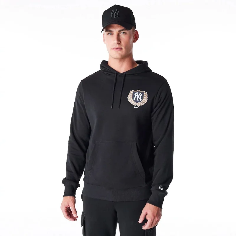Retro - inspired men hoodie with a varsity logo New York Yankees MLB Badge Graphic Black Pullover Hoodie Retro - inspired men hoodie with a varsity logo New York Yankees MLB Badge Graphic Black Pullover Hoodie