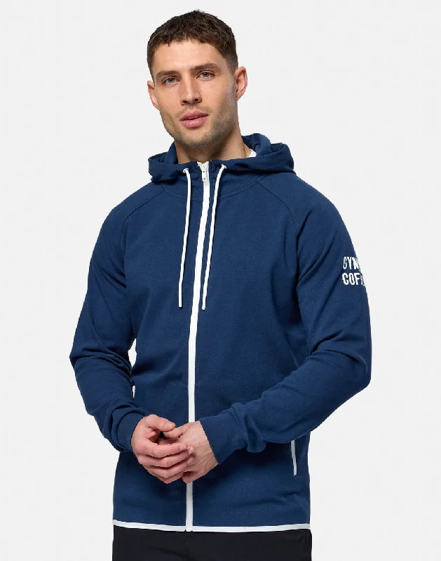 Plus - size men hoodie with a roomy fit for comfort Chill Full Zip in Petrol Blue