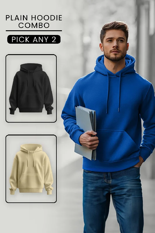 Lightweight men hoodie with mesh panels for breathability Pick any 2 | Plain Hoodies Combo