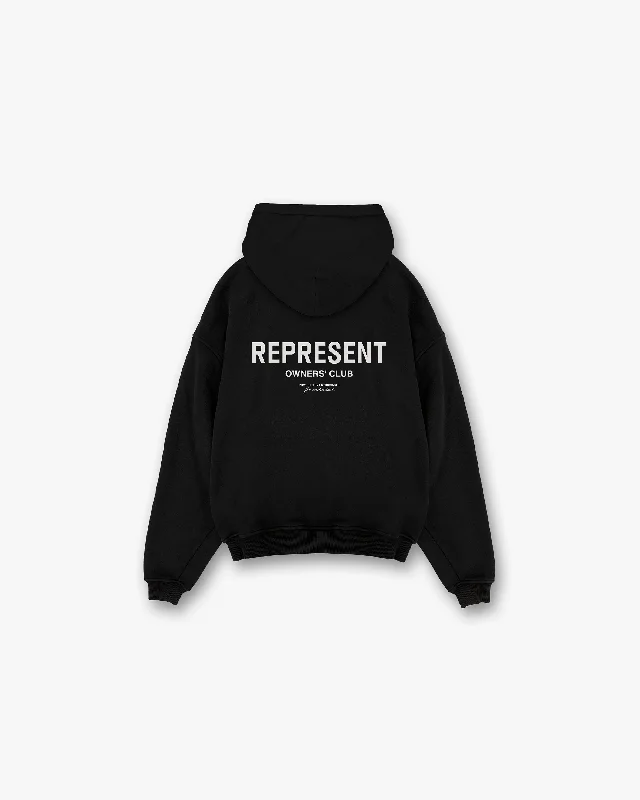 Men hoodie for gym workouts with moisture - wicking technology Represent Owners Club Hoodie - Black