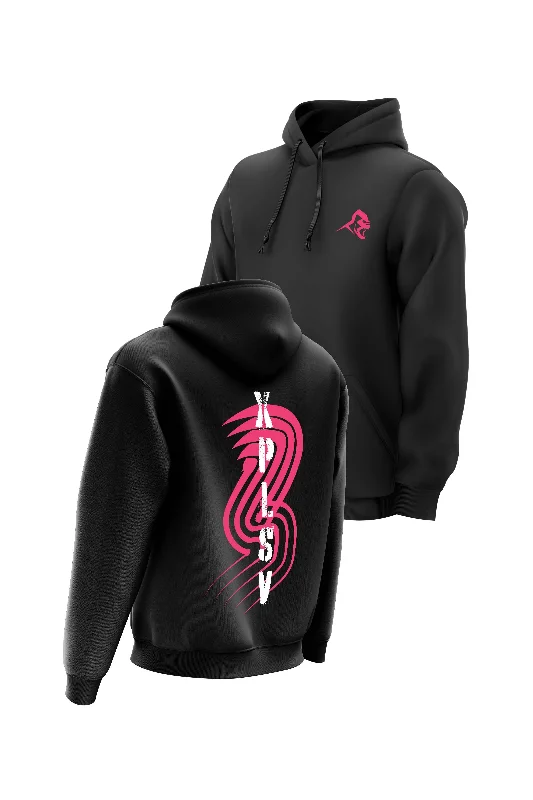 Zip - up men hoodie with multiple pockets for storage XAPE Scroll Hoodie - Black