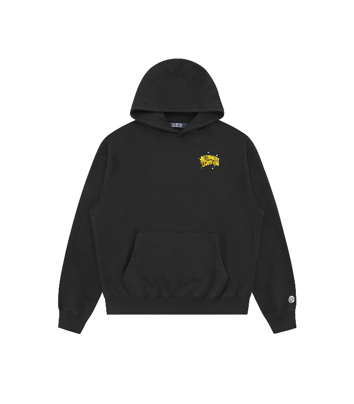 Fleece - lined men hoodie for extreme cold weather OVERSIZED ARCH LOGO POPOVER HOOD - BLACK Fleece - lined men hoodie for extreme cold weather OVERSIZED ARCH LOGO POPOVER HOOD - BLACK
