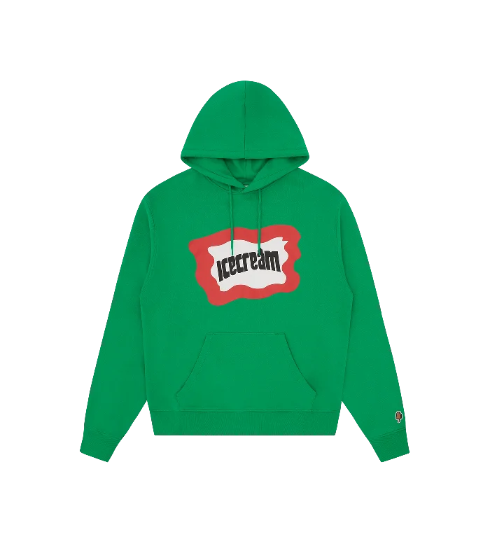 Halloween - themed men hoodie with spooky prints SPLATTER POPOVER HOOD - GREEN