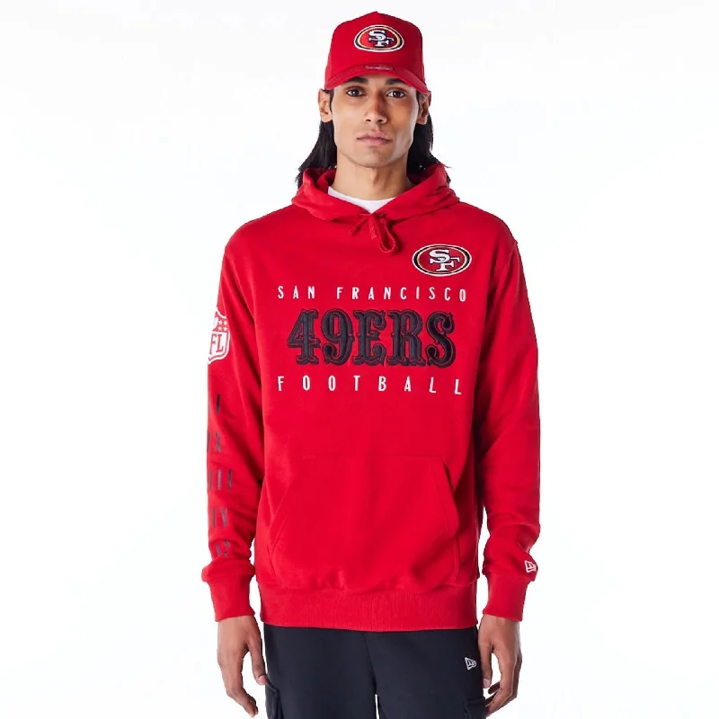 Plus - size men hoodie with a roomy fit for comfort San Francisco 49ers NFL Patch Red Oversized Pullover Hoodie