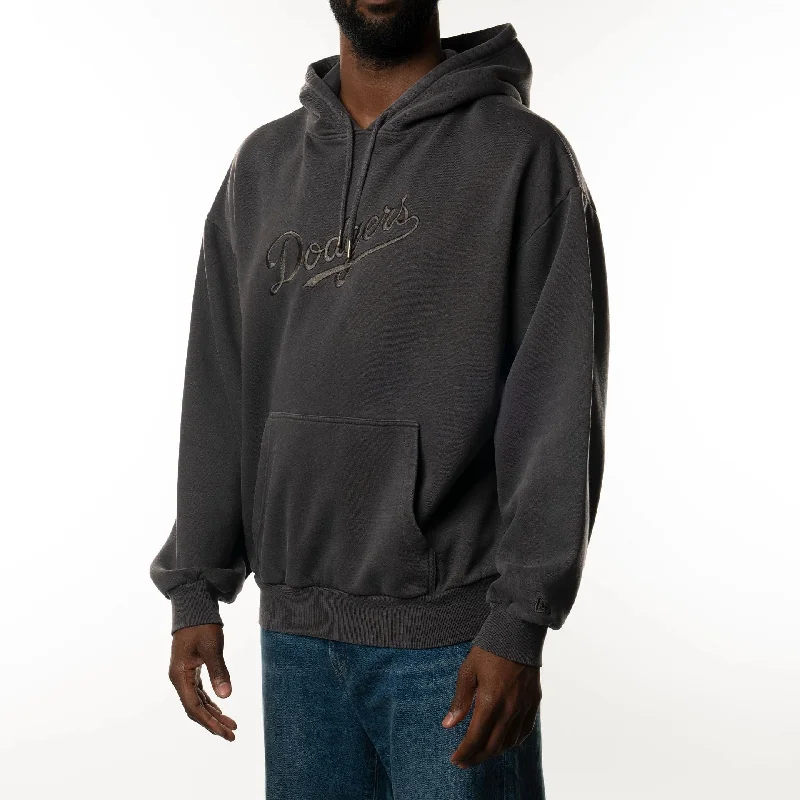 Men hoodie for gym workouts with moisture - wicking technology LA Dodgers New Era Australia Charcoal Oversized Pullover Hoodie
