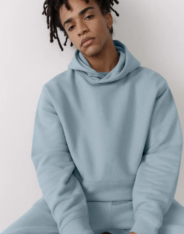 Solid - color men hoodie in trendy olive green The Oversized Pullover Hoodie in Chalk Blue
