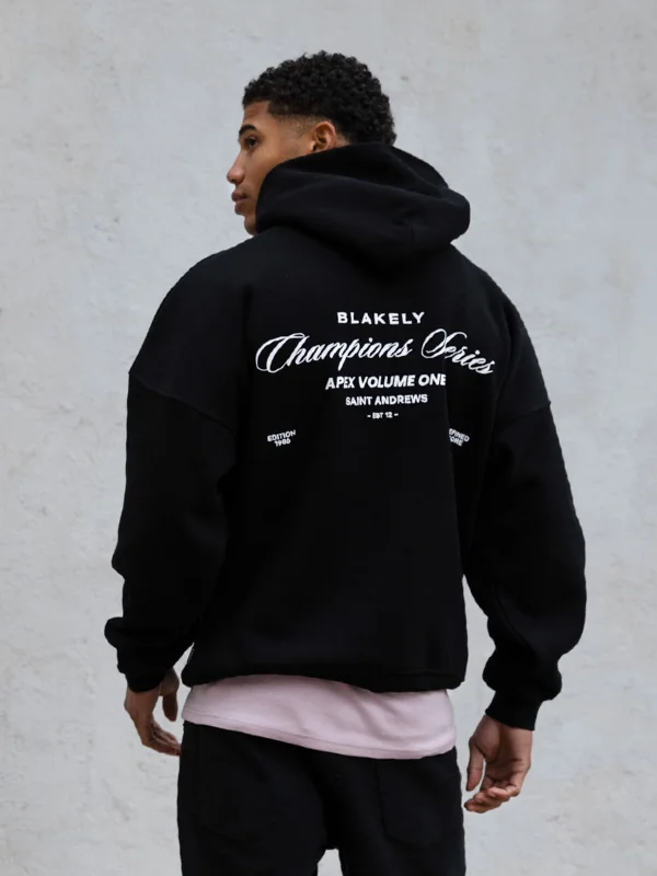 Luxury men hoodie made from cashmere - blend material Champions Relaxed Hoodie - Black