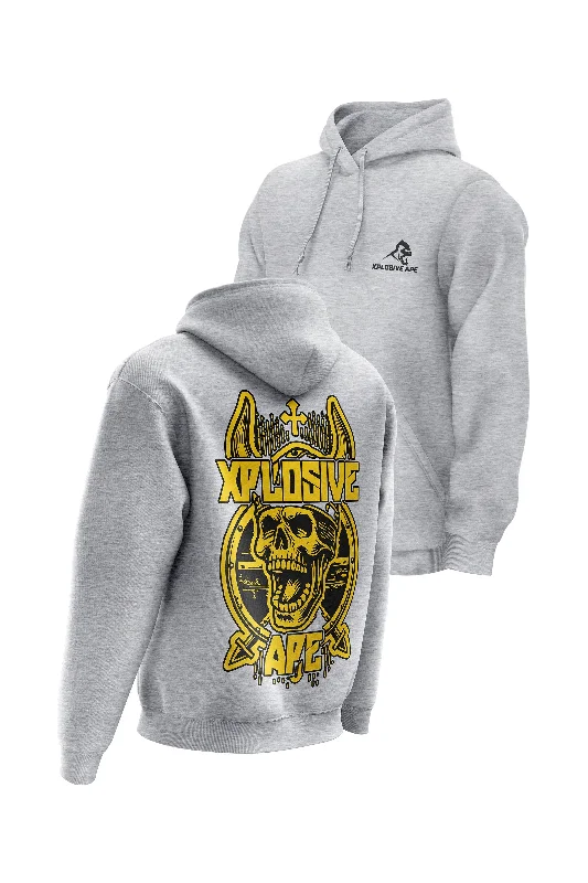 Retro - inspired men hoodie with a varsity logo XAPE Raider Hoodie - Sports Grey