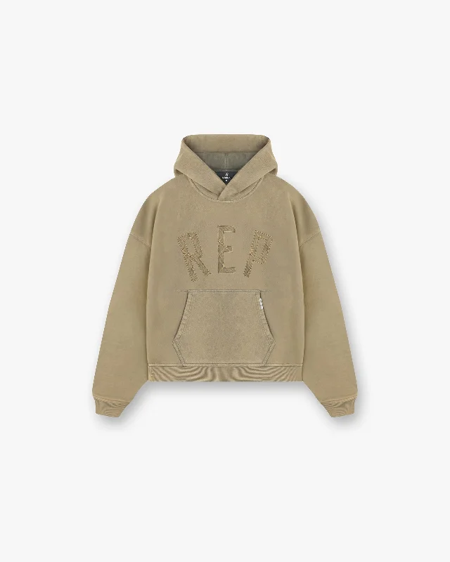 Plus - size men hoodie with a roomy fit for comfort Rep Applique Hoodie - Fawn