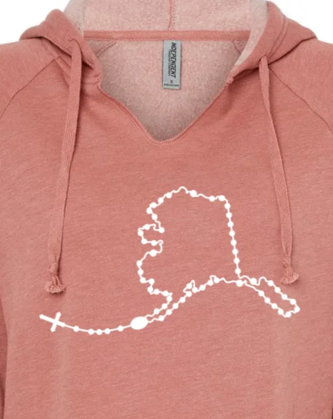 Halloween - themed men hoodie with spooky prints Alaska Catholic Rosary Drop Hoodie